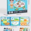 A box of a magnetic quiet book for boys style featuring colorful wooden figures and puzzles.