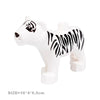 White building block set featuring a lion with black stripes, depicting various zoo animals.