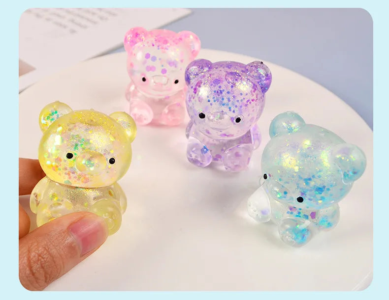Glitter Gummy Bear Stress Relief Squishy Toy