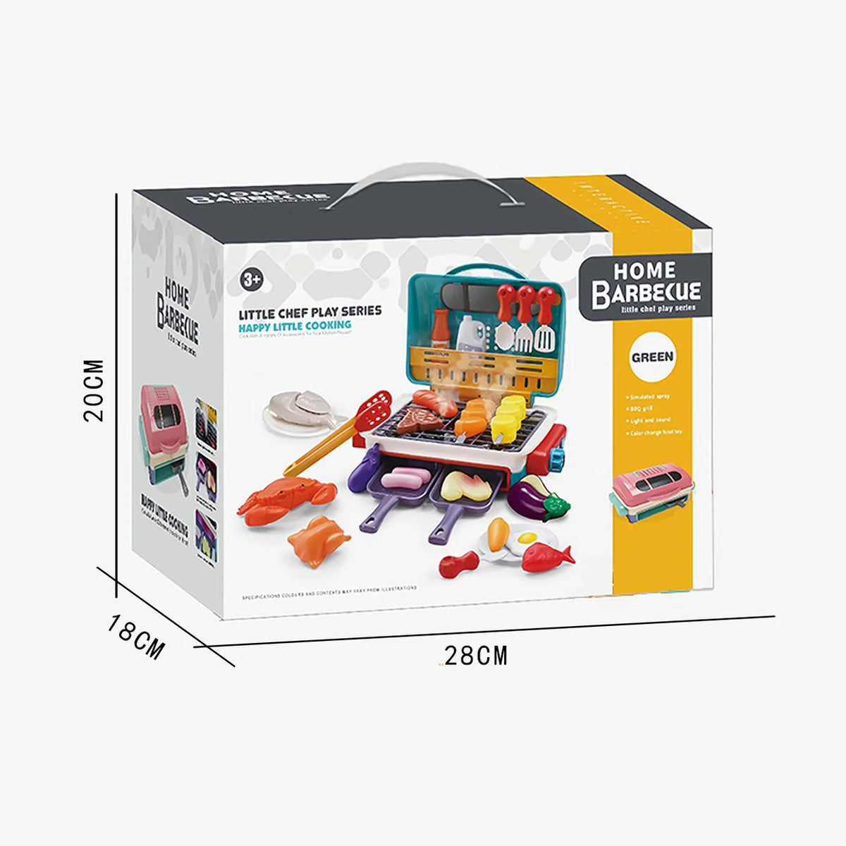 Kids Pretend Play BBQ Grill Set with Light & Sound