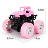 Pink and black four-wheel drive stunt car with pull-back action and wheels
