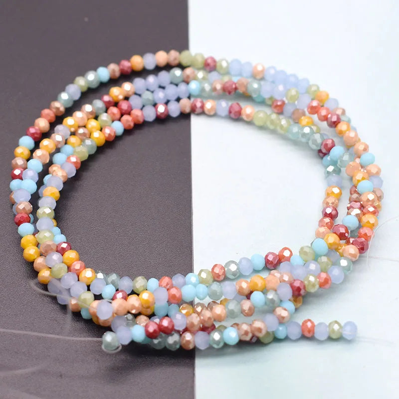 Mixed-Color Rondelle Glass Beads for Jewelry Making