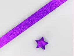 Purple glitter origami star paper strips for crafting and decorating