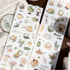 Decorative masking tape set featuring coffee and bakery themes with illustrations of cups, pastries, and baked goods