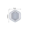 A white heart-shaped silicone mold for resin jewelry making, shown with dimensions of 5cm by 4.6cm.