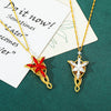 Elven Crystal Pendant Necklace in Gold