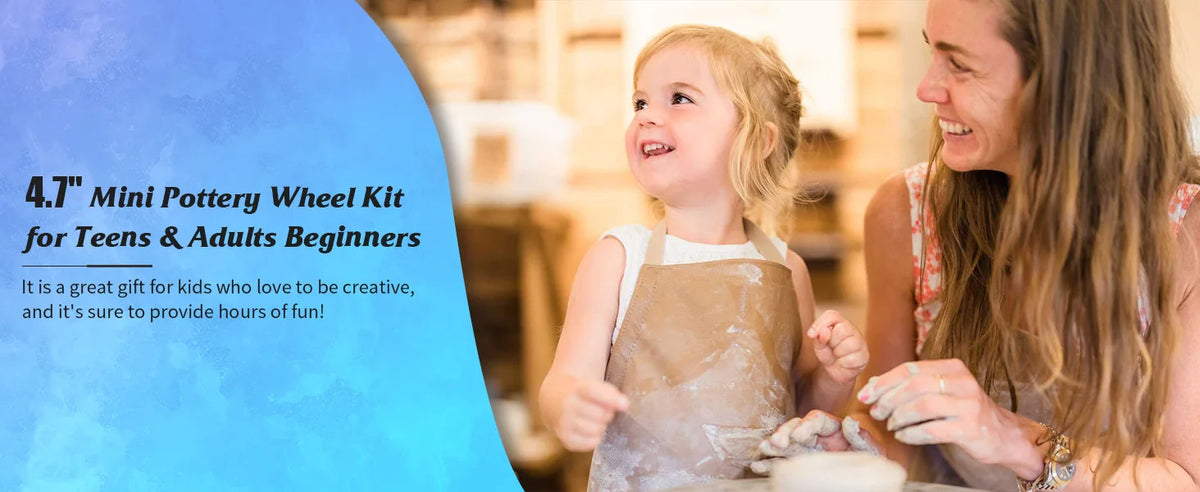 Compact Pottery Wheel Craft Kit with Tools and Paints