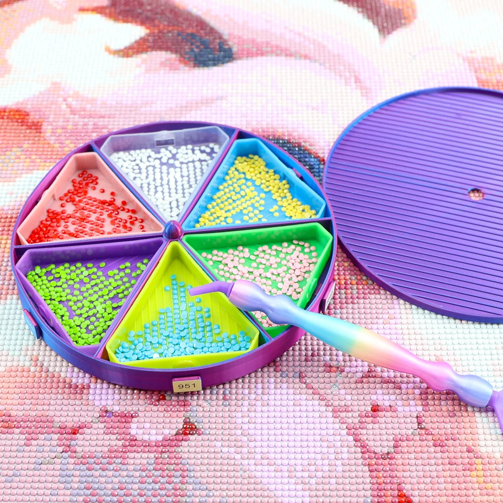 Rotating Diamond Painting Storage Tray with Divided Compartments