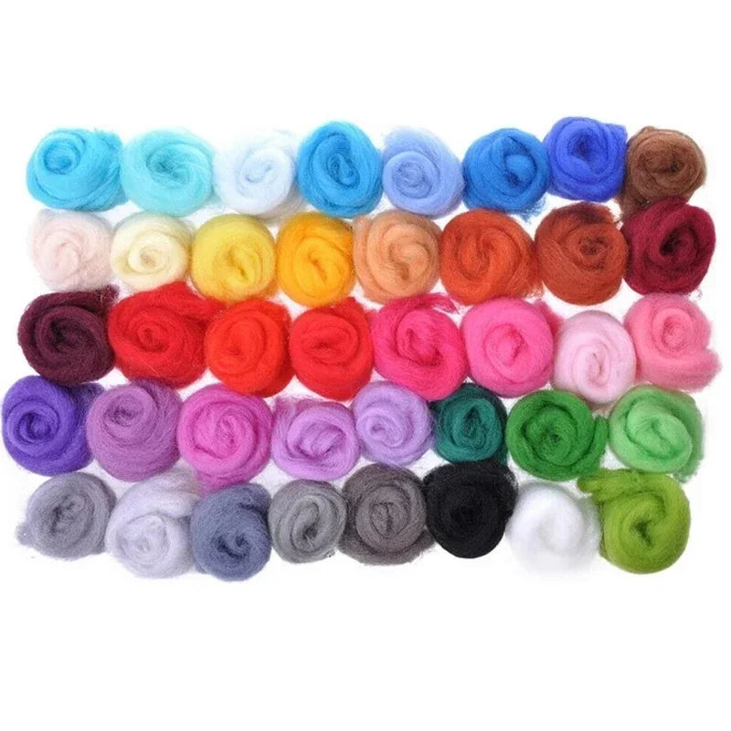 Colorful Needle Felting Starter Kit with Wool Roving and Tools