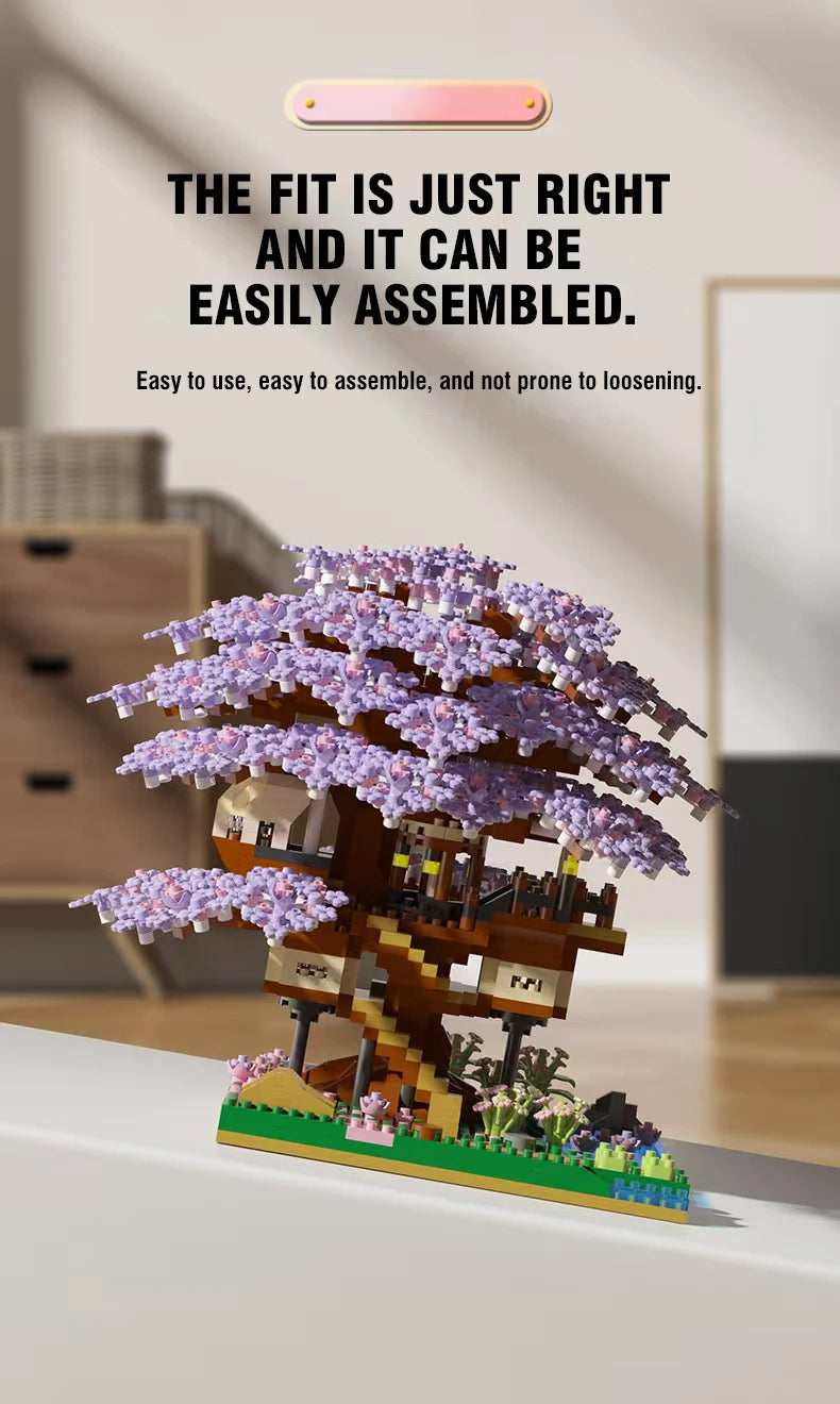 DIY Sakura Cherry Blossom Treehouse Building Kit with Warm Lights