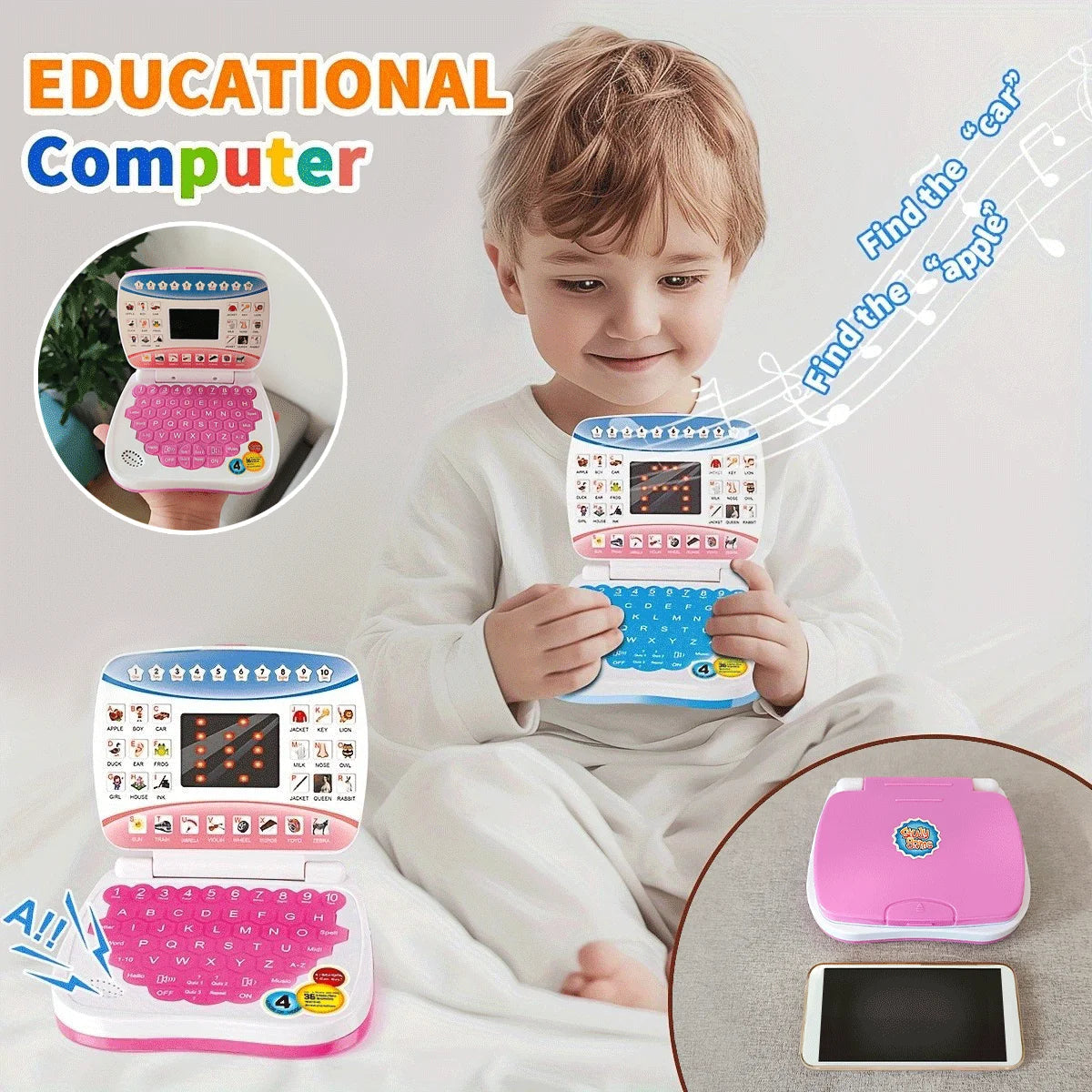 Interactive Learning Computer Toy for Kids with Music & Games
