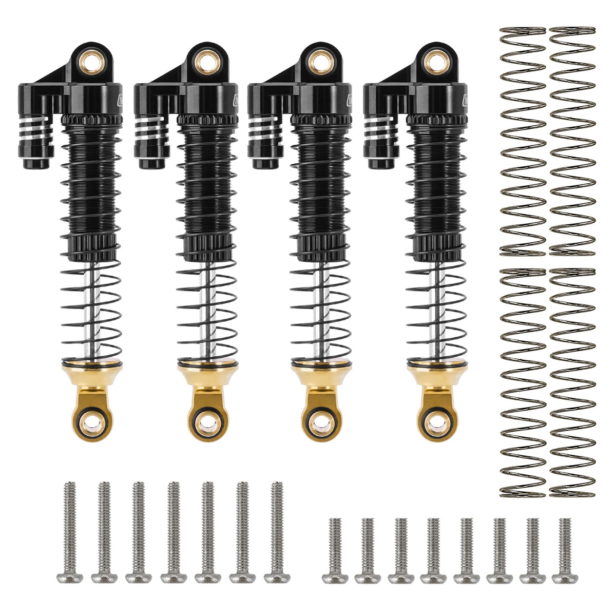 Set of brass and aluminum threaded shock absorbers for 1/18 RC crawler upgrades