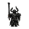 A dark, ornate magnetic metal figurine of a warrior or adjudicator with a helmet and armor.