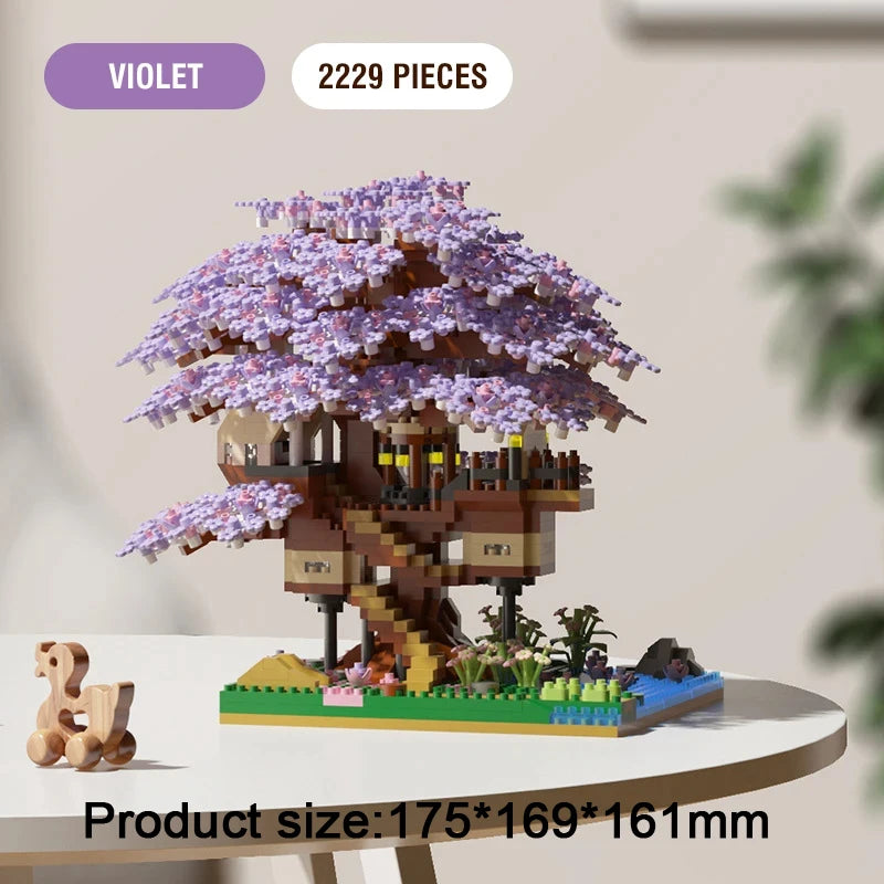 DIY Sakura Cherry Blossom Treehouse Building Kit with Warm Lights