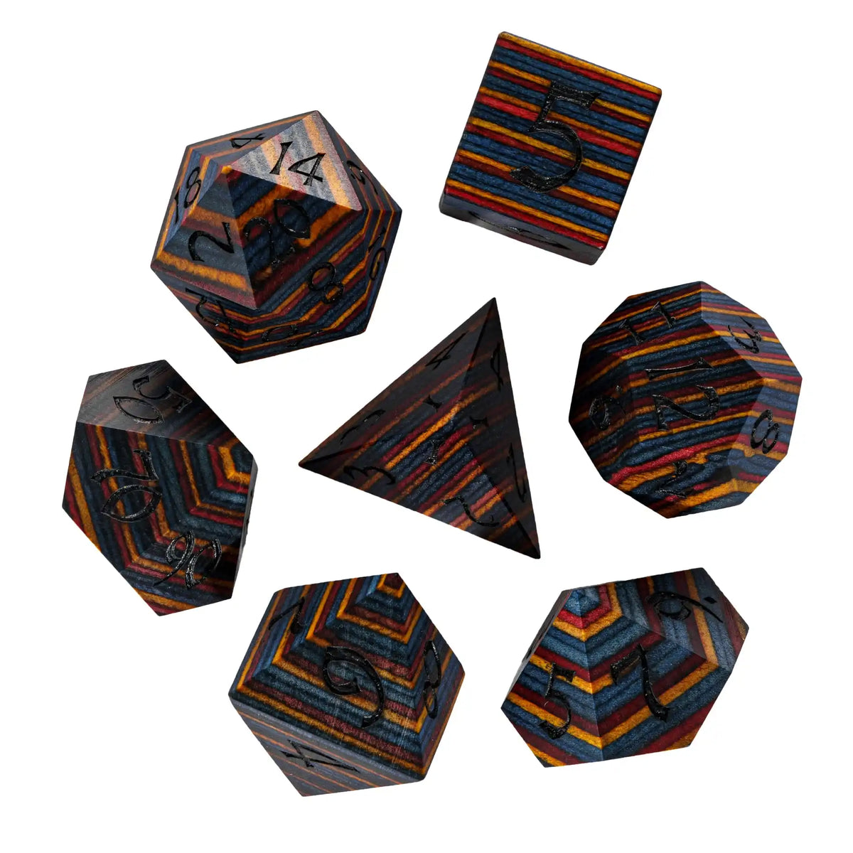 Wooden Polyhedral Dice Set for Tabletop RPGs
