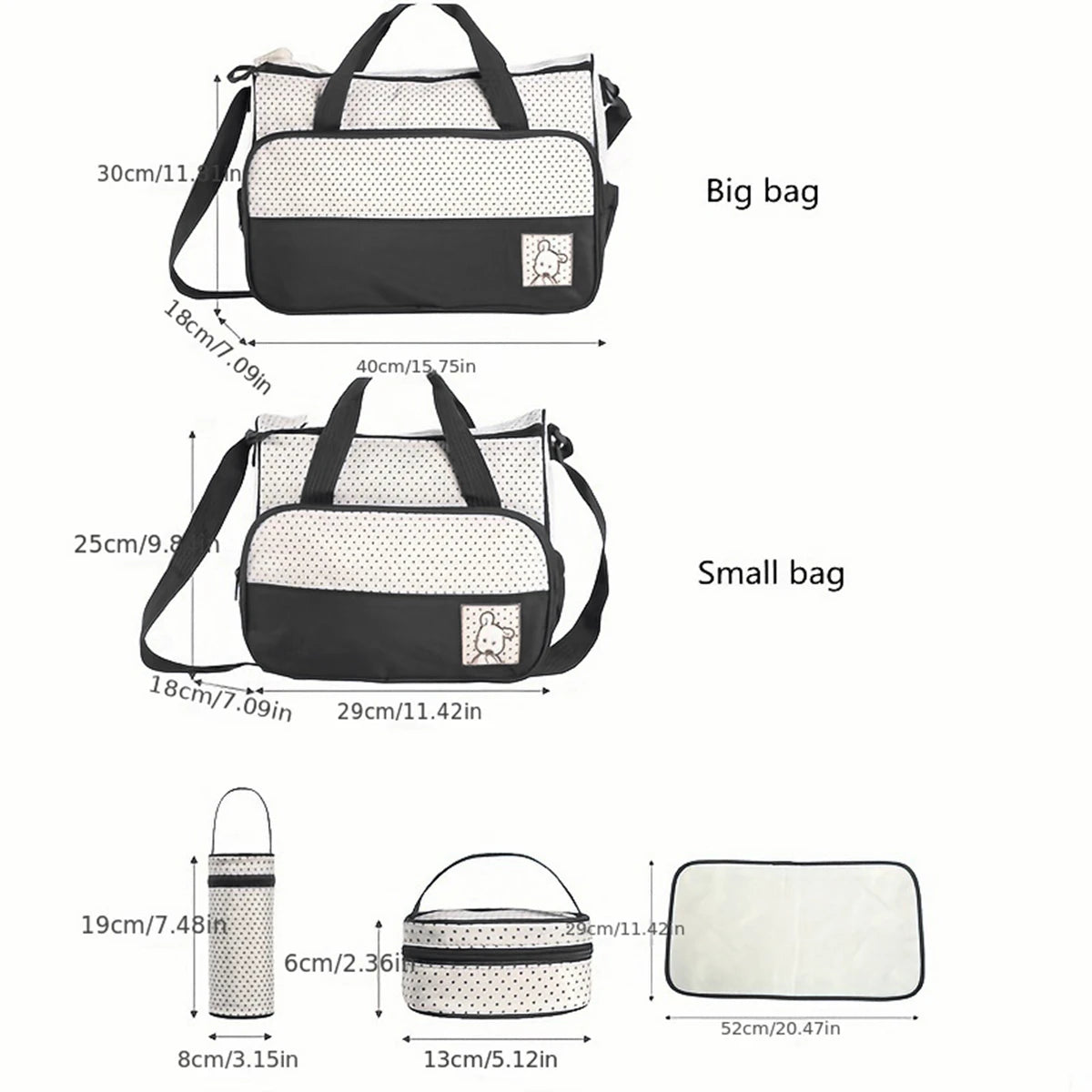 Multifunctional Crossbody Diaper Bag with Five-Piece Set