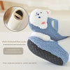 Adorable cartoon bear baby booties in blue and white fleece for warm, soft first steps