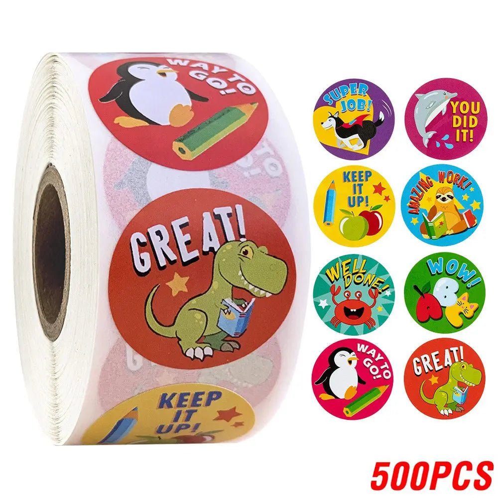 Spanish Motivational Reward Stickers for Kids – Cute Animal Encouragement Sticker Roll