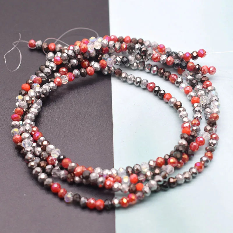 Mixed-Color Rondelle Glass Beads for Jewelry Making