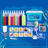 A Magic Water Elf DIY craft kit featuring assorted colored gel molds, tools, and a blue storage container.