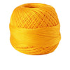 A ball of bright orange yellow 100% cotton crochet thread for tatting and embroidery.