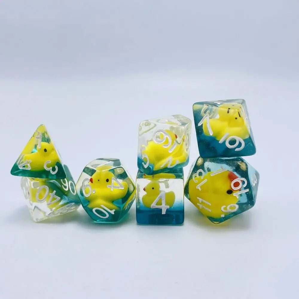 Acrylic Polyhedral Dice Set with Animal Duck Fillers