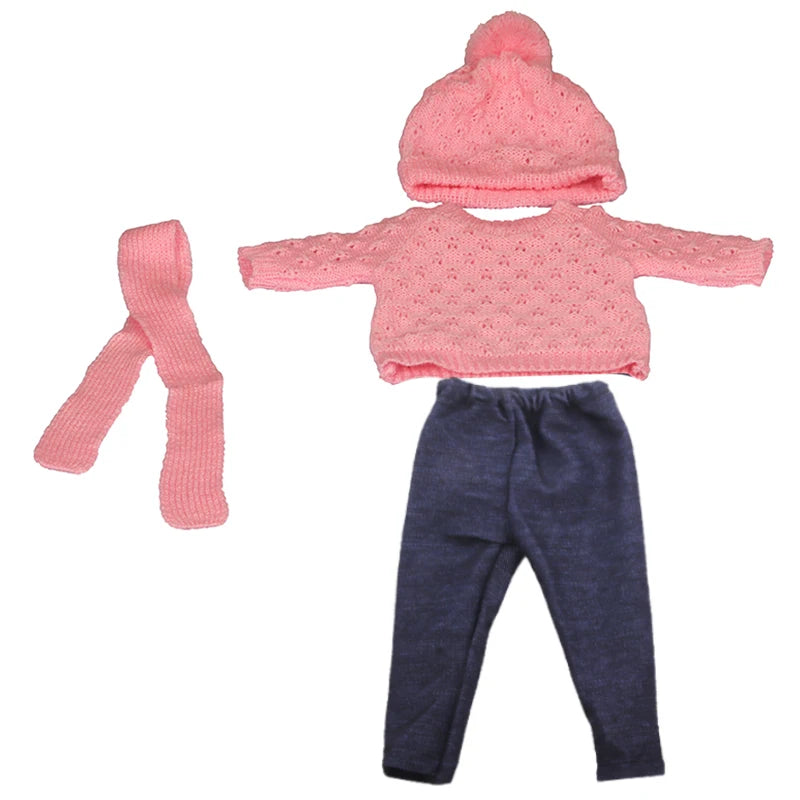 3-Piece Knit Doll Outfit: Sweater, Hat & Pants