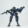 A 1/18 scale FENRIR A6 Assault Type Mecha model kit in dark blue and black, shown from the front.