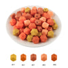 A pile of 15 hexagonal silicone beads in various shades of orange and yellow.