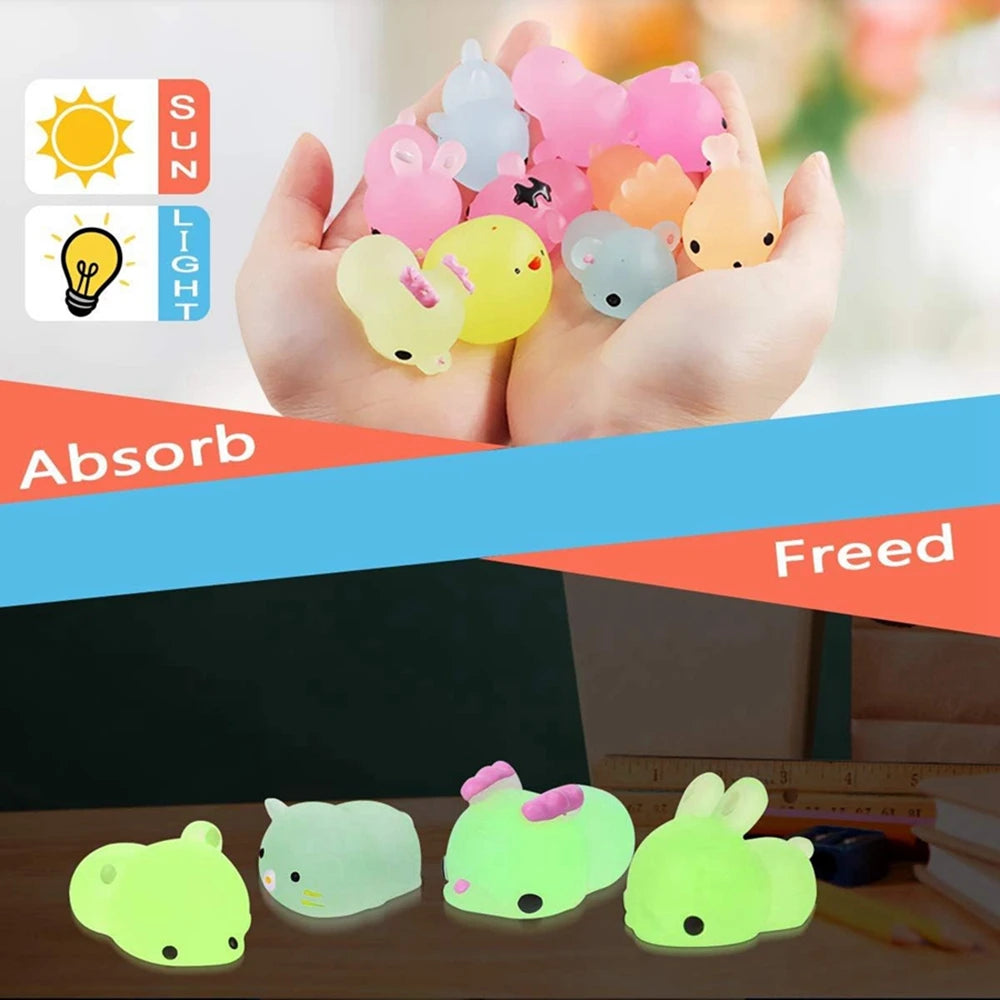 Kawaii Animal Squishy Toys – Glow in the Dark Stress Relievers (Party Pack)