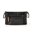 Black large capacity stroller organizer bag with hanging hooks and zippered compartments