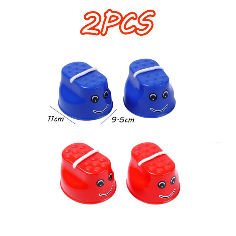 Two pairs of blue and red balance stone sensory training toys for kids