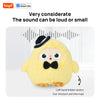 A yellow plush robot with a black bow tie and hat is shown, demonstrating sound volume control.