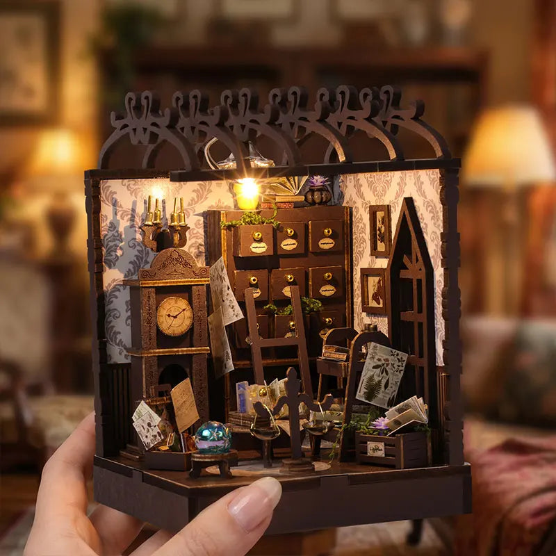 DIY Wooden Miniature House Kit with LED Lighting