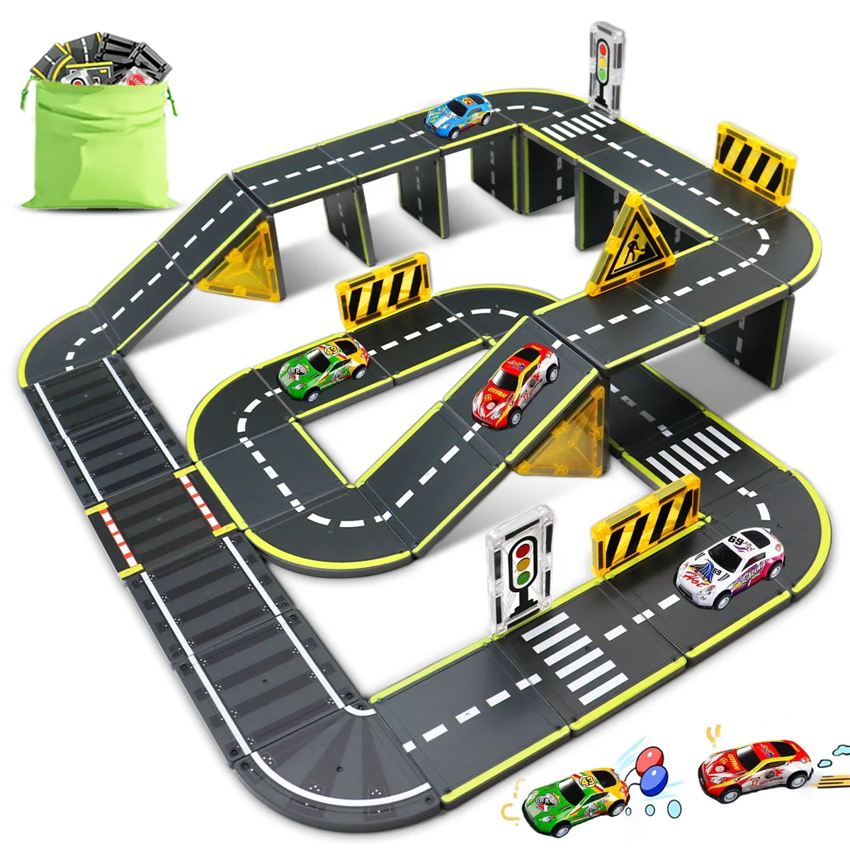 Magnetic Building Blocks Toy with Cars – STEM Educational Construction Set