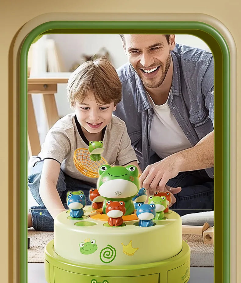 Musical Frog Catching Game with Turntable and Nets
