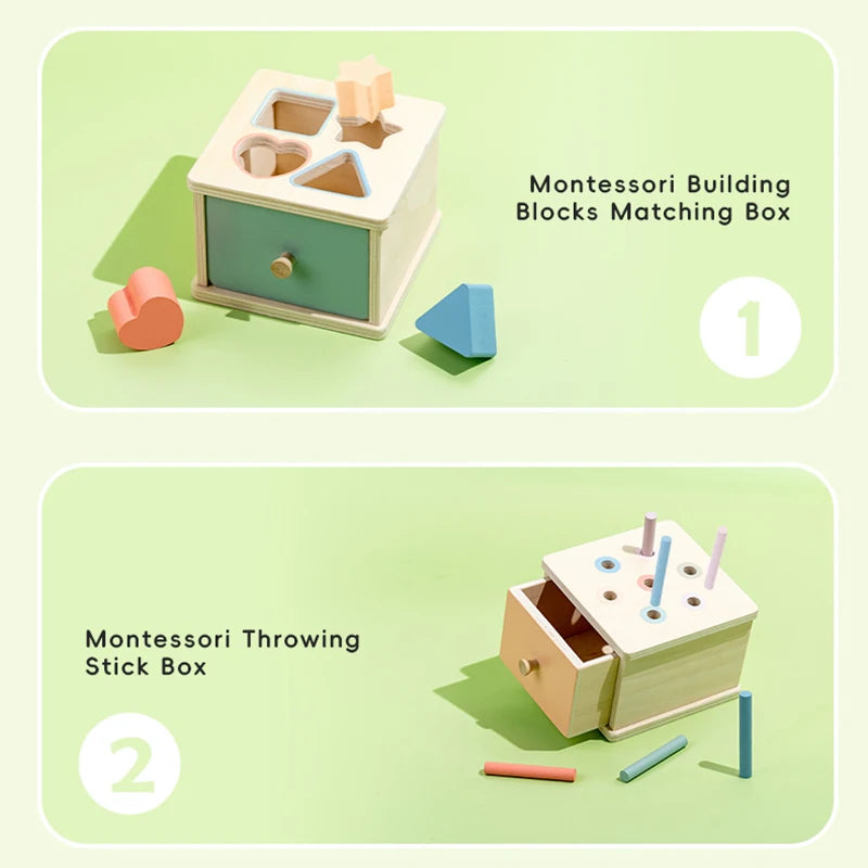 Wooden Montessori Sorting Box with Shape & Color Matching Games