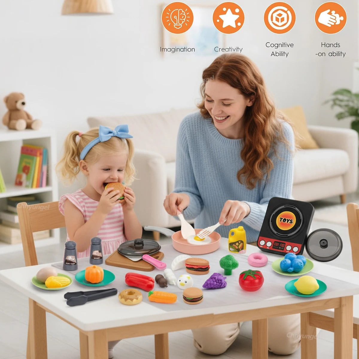 Kids Pretend Play Kitchen Toy Set with Pots, Pans & Utensils