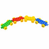 A set of large building blocks shaped like a traffic vehicle in red, yellow, and blue colors.