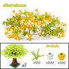 A set of 7 building blocks shaped like a cherry blossom tree, including 100 light green and 300 yellow blocks.