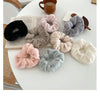 Plush Knit Scrunchie Hair Ties with Leather Accent