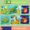 A set of three phased puzzles featuring animal series themes including a giraffe, a frog, and an owl.