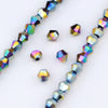 A string of multicolor faceted glass bicone crystal beads for jewelry making