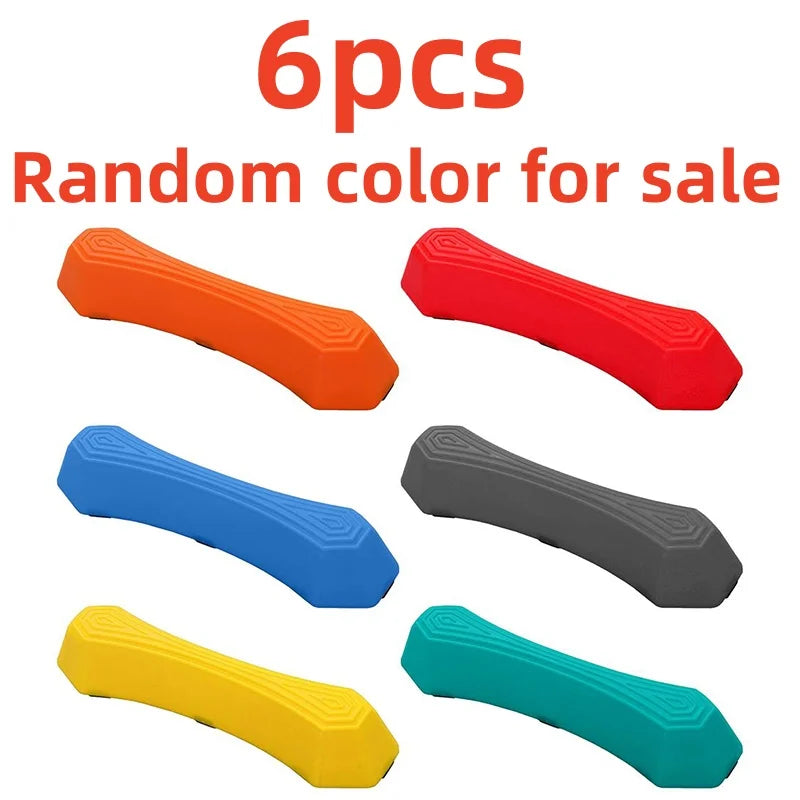 Six colorful, non-slip sensory stepping stones for a kids balance obstacle course.