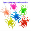 A set of five octopus bath toys in random colors including pink, green, blue, and red.