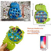 A green magnetic fishing toy set for kids featuring a fish-shaped toy and multiple colorful plastic fish.