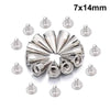 A collection of silver punk cone spike rivets measuring 7x14mm.