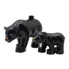 A set of zoo animal building blocks featuring a lion, bear, tiger, elephant, and panda.