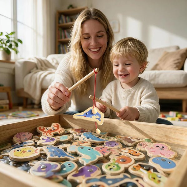 Wooden Magnetic Fishing Game for Kids