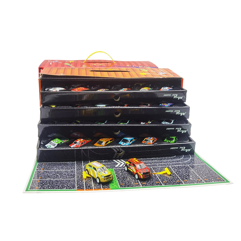 48-Piece Die-Cast Metal Car Collection with Storage Case